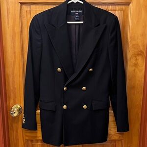 Vintage 90’s POLO SPORT Ralph Lauren Navy Wool Blazer with Gold Buttons